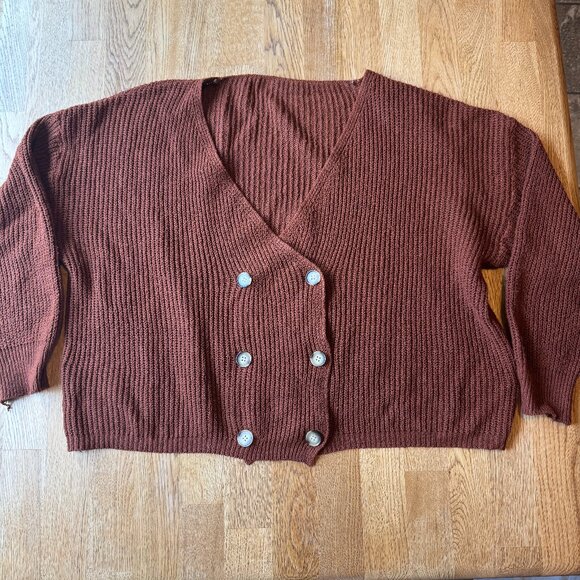 SHEIN Sweaters - SHEIN Curve Rust Brown Knit Cardigan Size 2XL